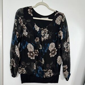Viola Borghi Made In Italy Floral Black & Blue Women's Top